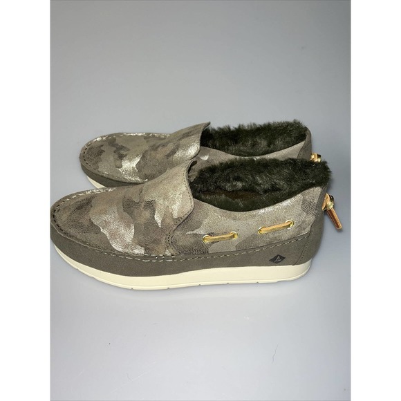 Sperry Size 7.5 M MOC-SIDER Olive Leather Moccasin Loafers New Women's Shoes - Picture 5 of 11